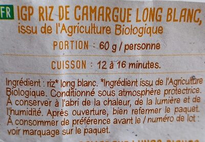 Riz long blanc de Camargue IGP bio 500g