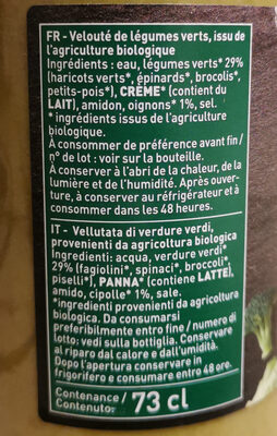 Velouté aux légumes verts bio 75cl